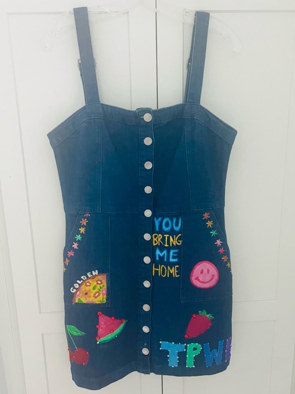 Garage Denim Button-Front Mini Dress with Custom Design Harry Styles